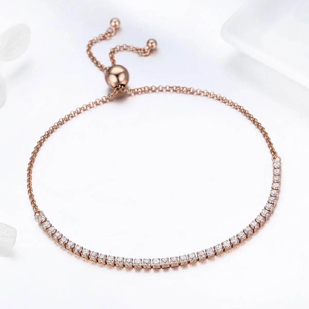 Pandora Style Gold-Plated Elegant Accompany Slider Tennis Bracelet - SCB046