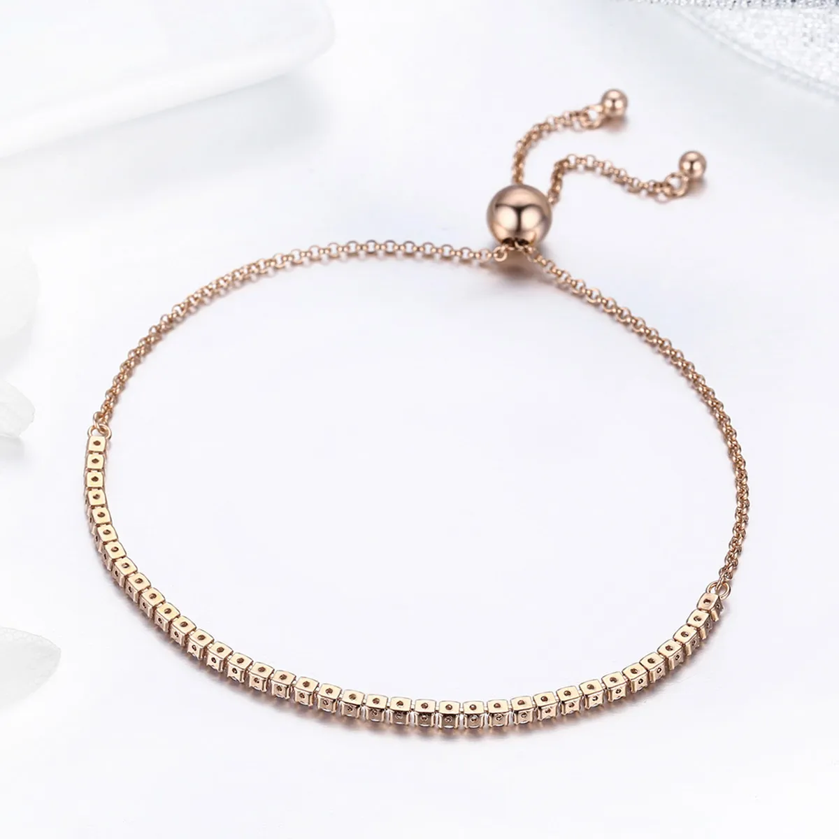 Pandora Style Gold-Plated Elegant Accompany Slider Tennis Bracelet - SCB046