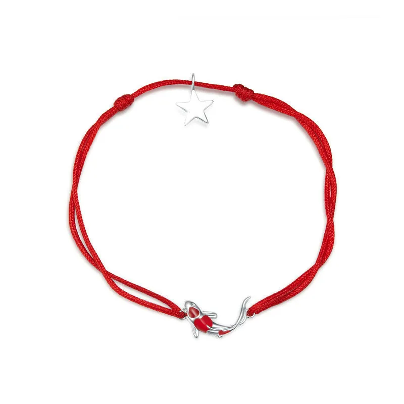 Pandora Style Red Rope with Silver Lucky Carp Bracelet - SCB145