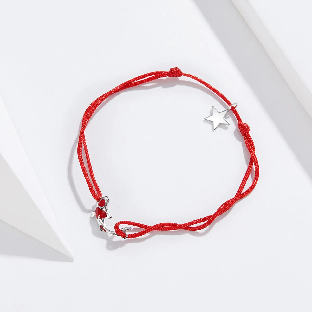 Pandora Style Red Rope with Silver Lucky Carp Bracelet - SCB145