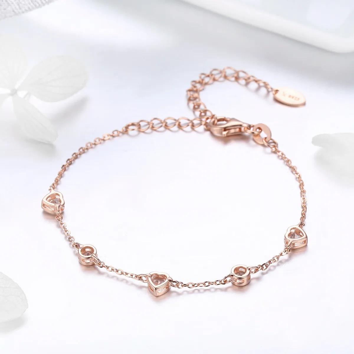 Pandora Style Rose Gold Beauty of Simplicity Five Clip Chain Slider Bracelet - SCB097