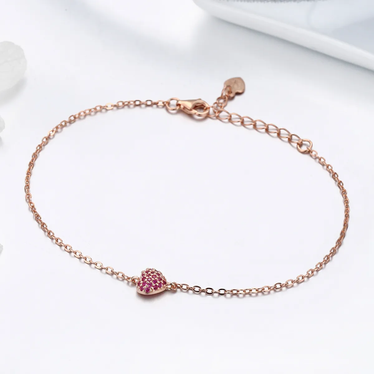 Pandora Style Rose Gold Elegant Heart Chain Bracelet - SCB050