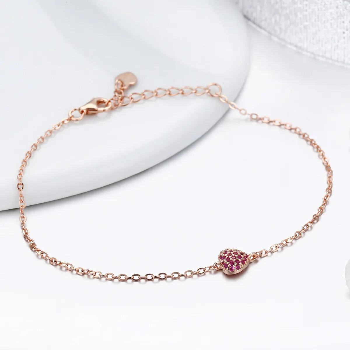 Pandora Style Rose Gold Elegant Heart Chain Bracelet - SCB050