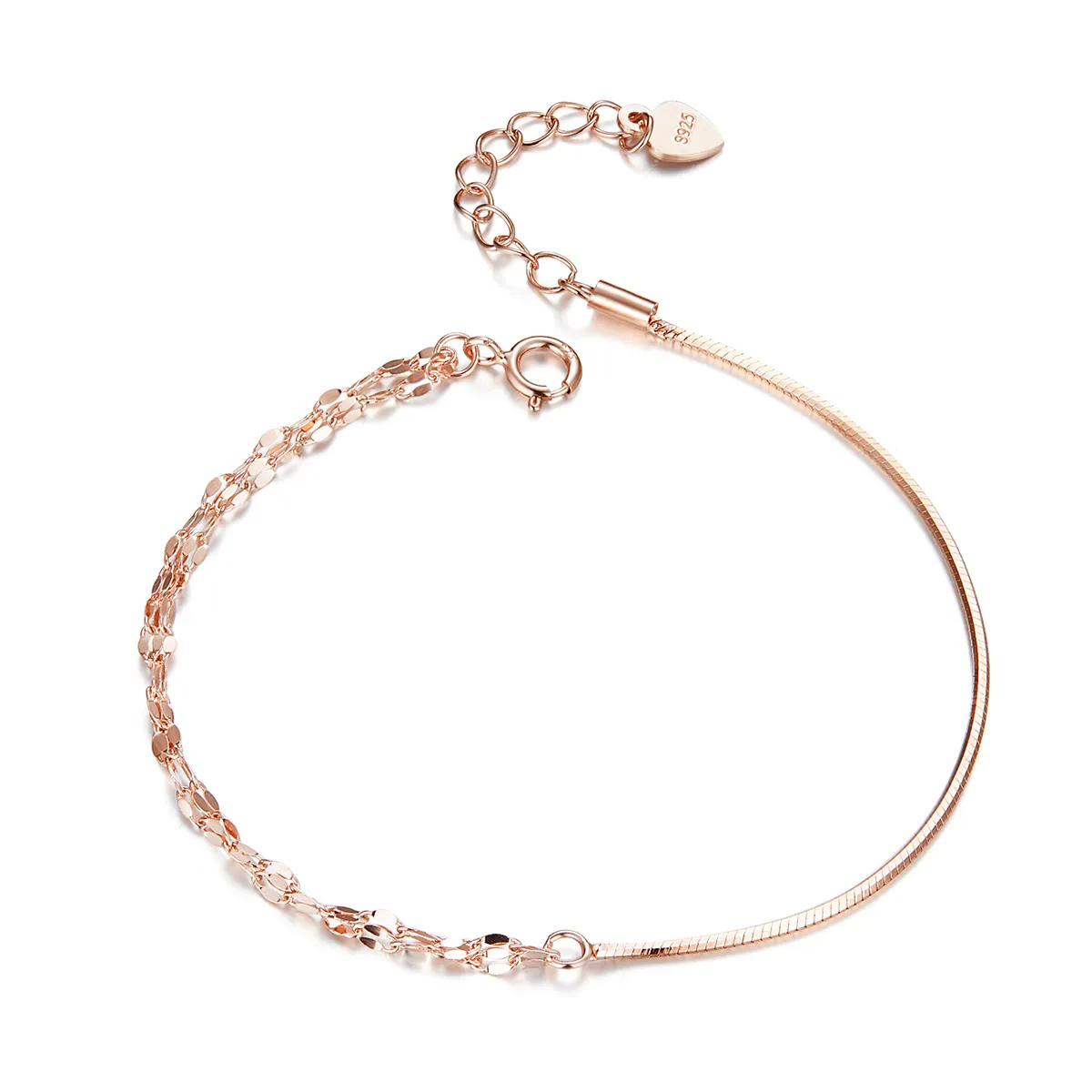 Pandora Style Rose Gold Simple Line Bracelet - SCB149