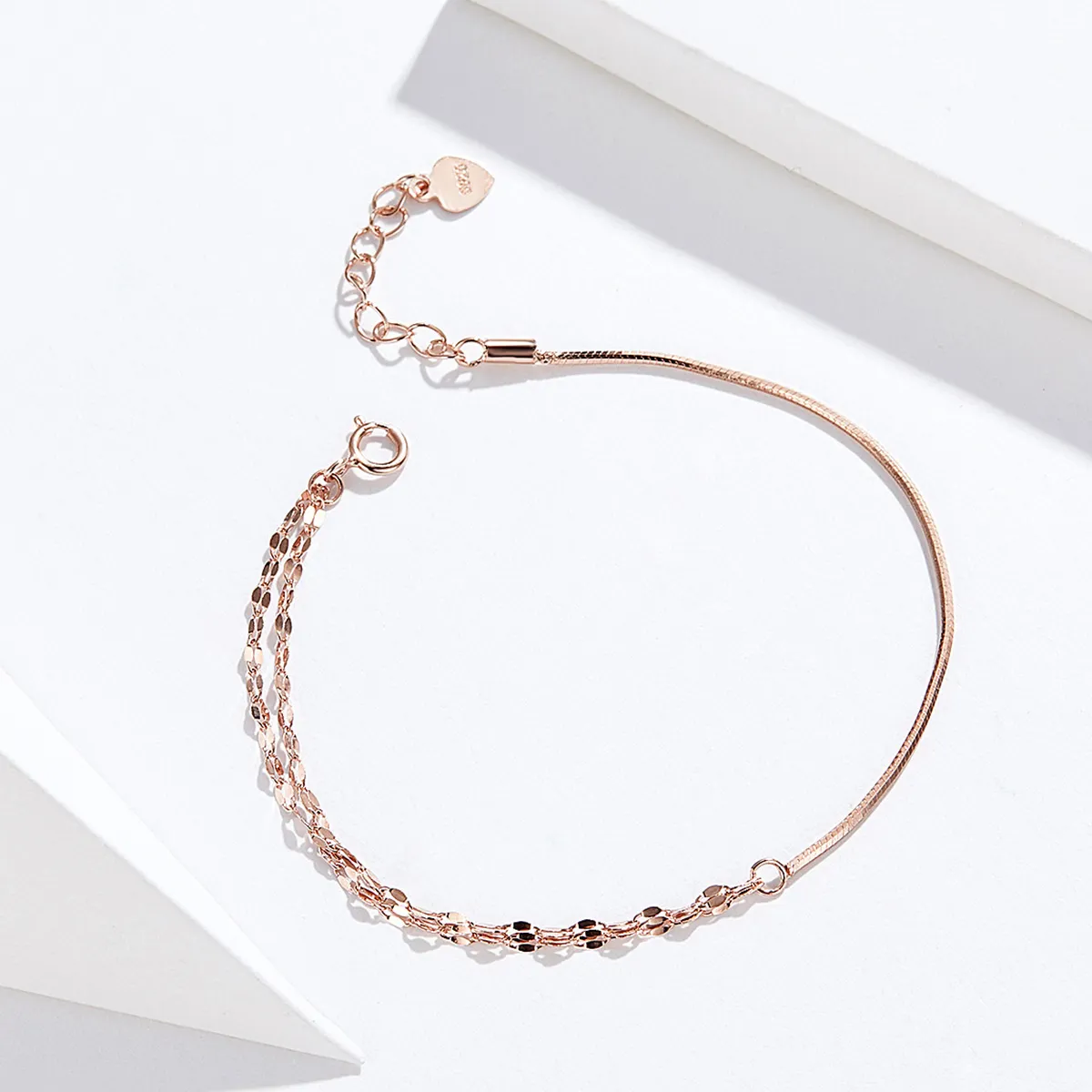 Pandora Style Rose Gold Simple Line Bracelet - SCB149