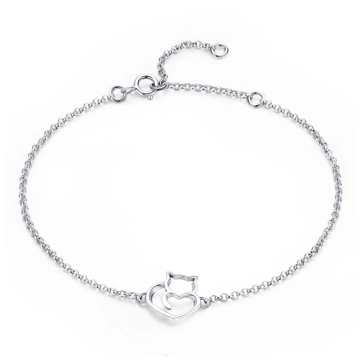 pandora style silver adorable cat chain slider bracelet scb102