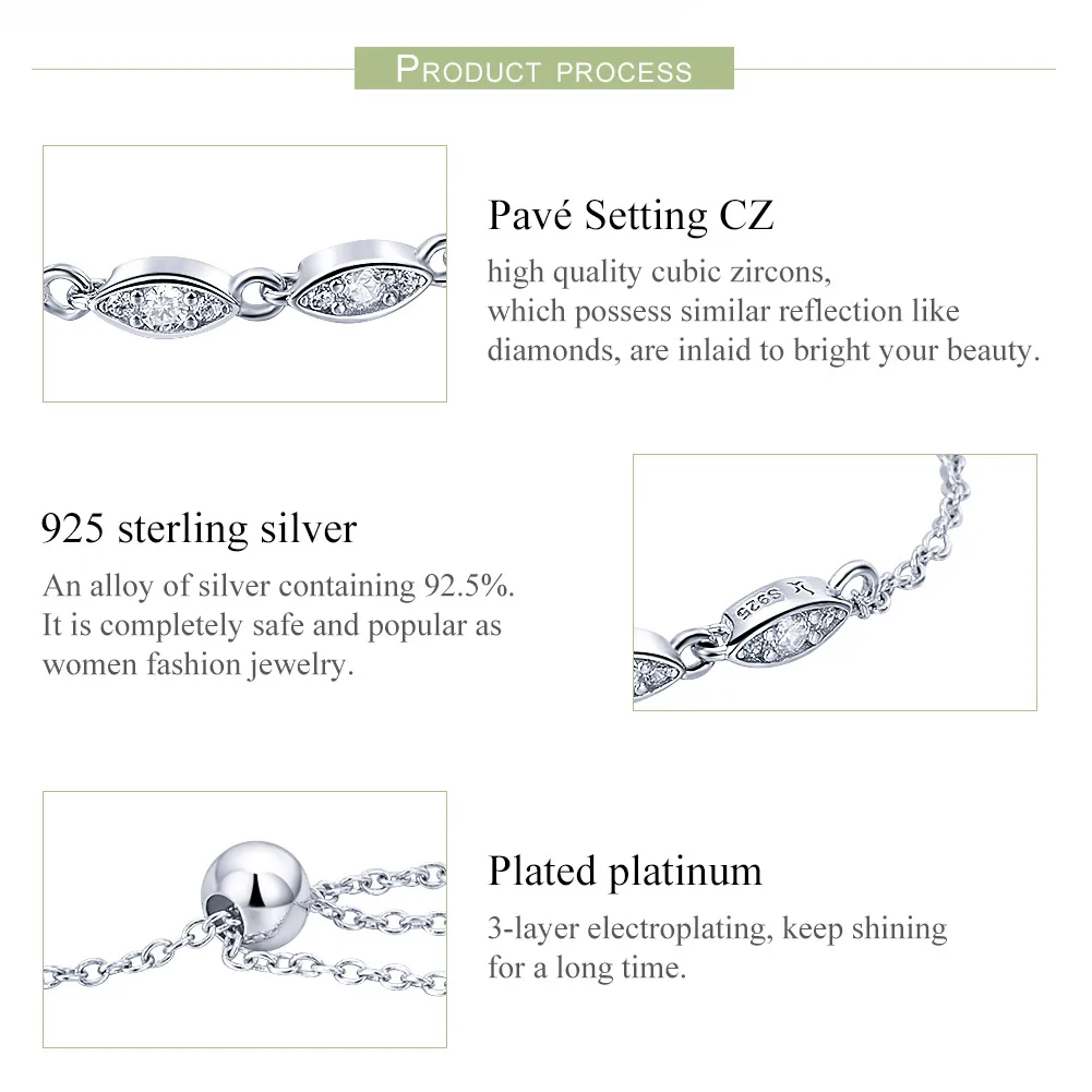 Pandora Style Silver Beauty of Simplicity Chain Slider Bracelet - SCB086