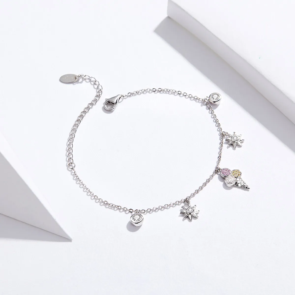 Pandora Style Silver Cute Ice Cream Chain Slider Bracelet - SCB139