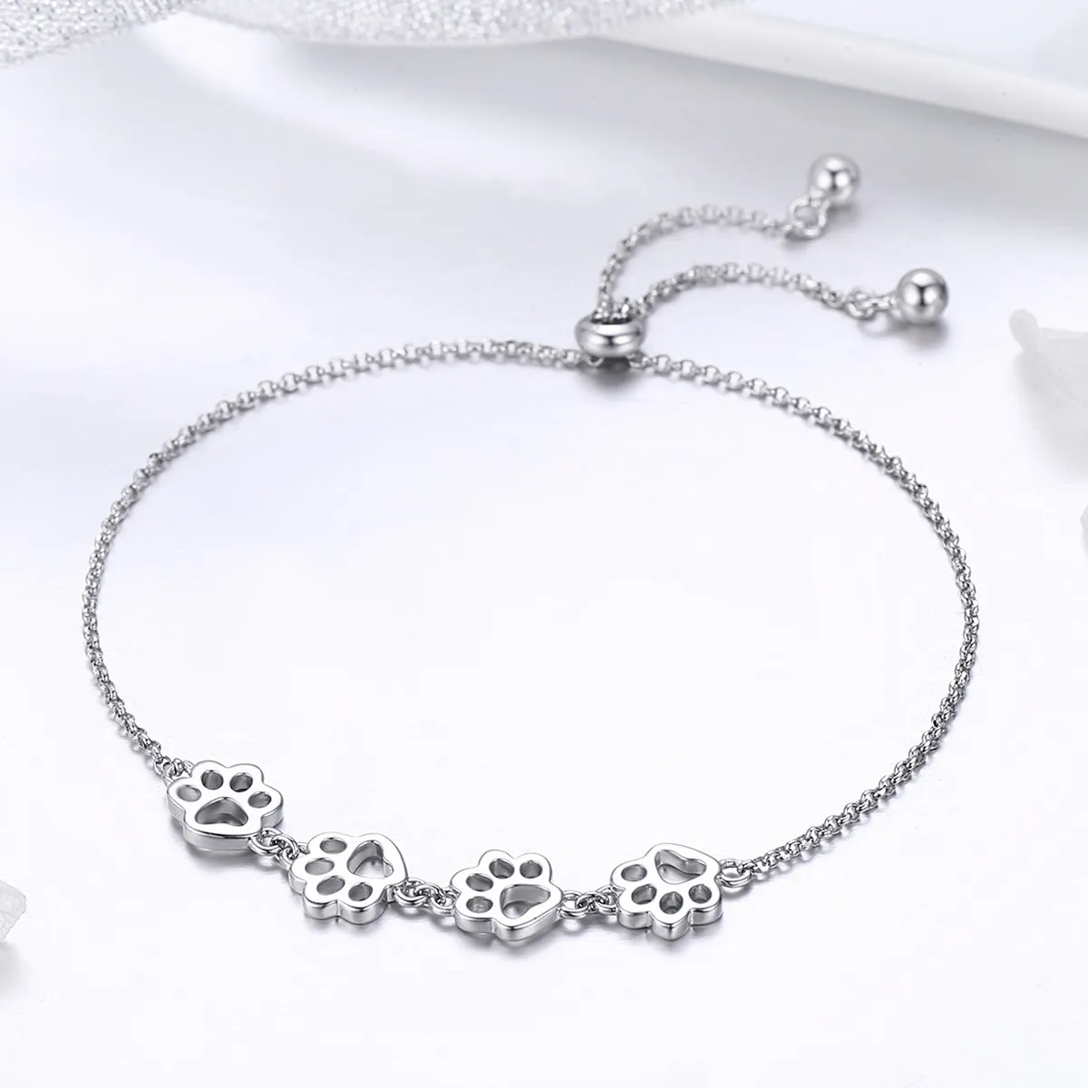 Pandora Style Silver Cute Pet Claw Marks Chain Slider Bracelet - SCB096