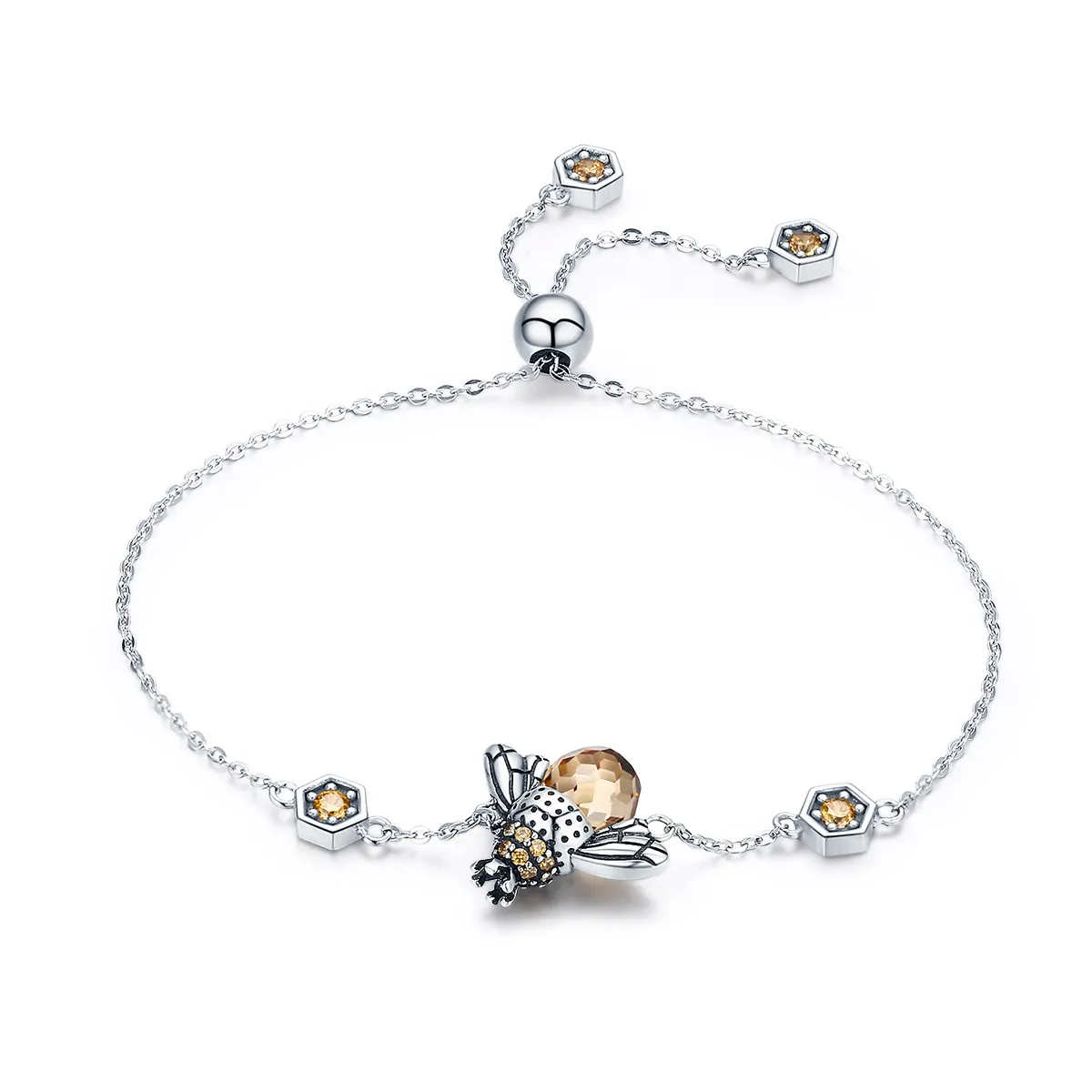 pandora style silver dancing bee slider bracelet scb043