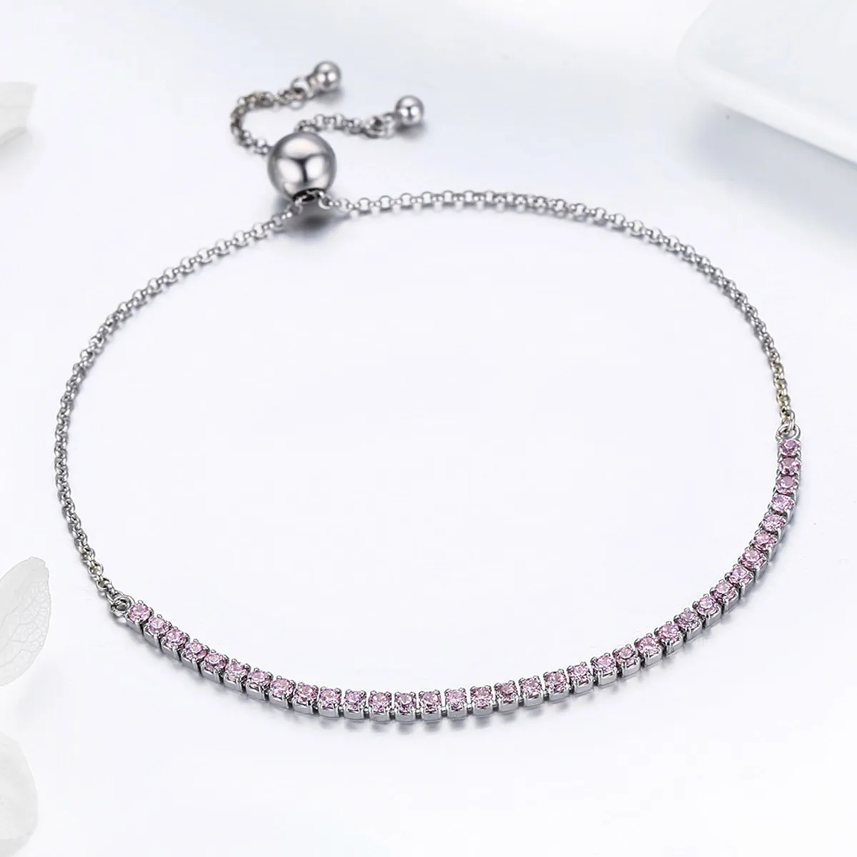 Pandora Style Silver Elegant Accompany Slider Tennis Bracelet - SCB045