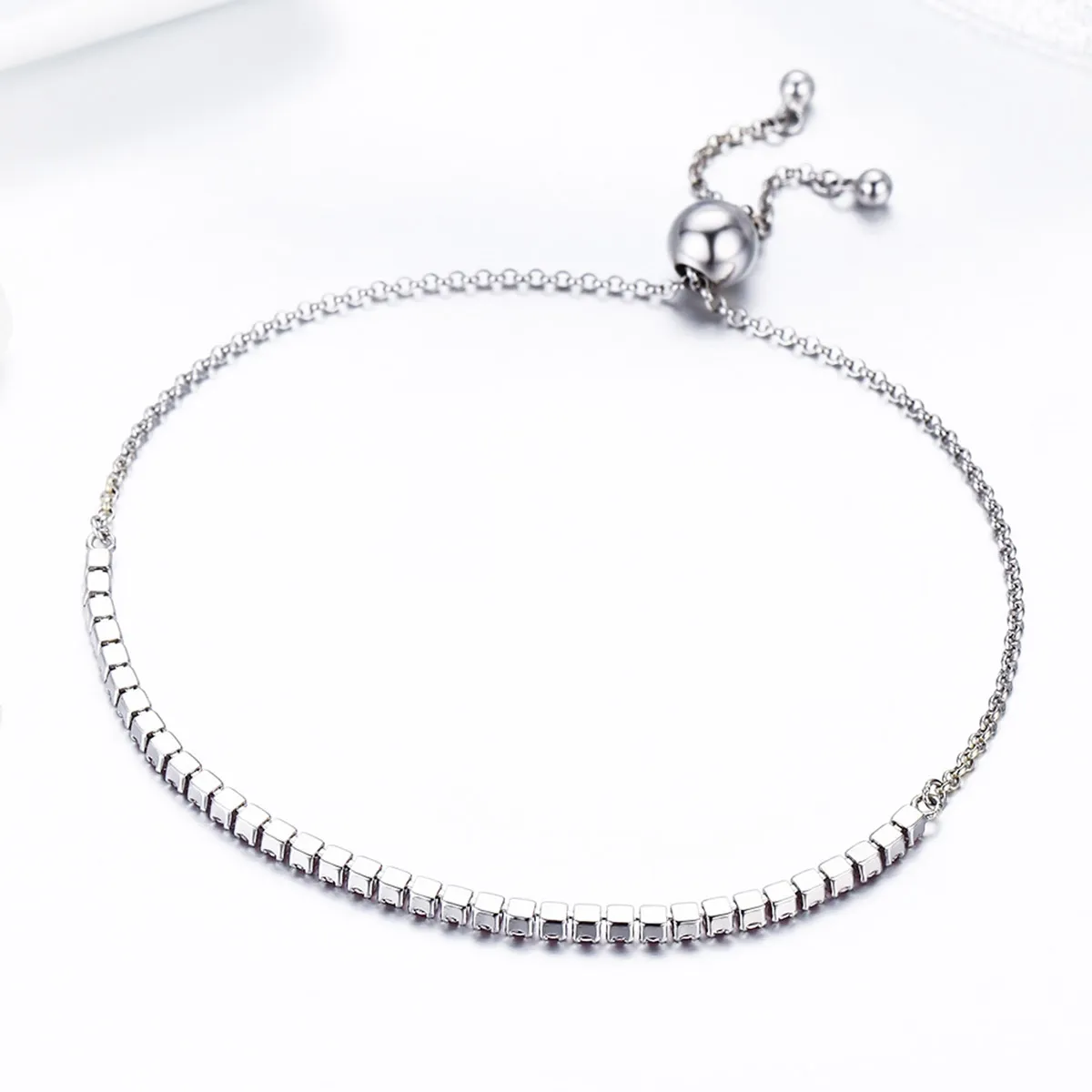 Pandora Style Silver Elegant Accompany Slider Tennis Bracelet - SCB045