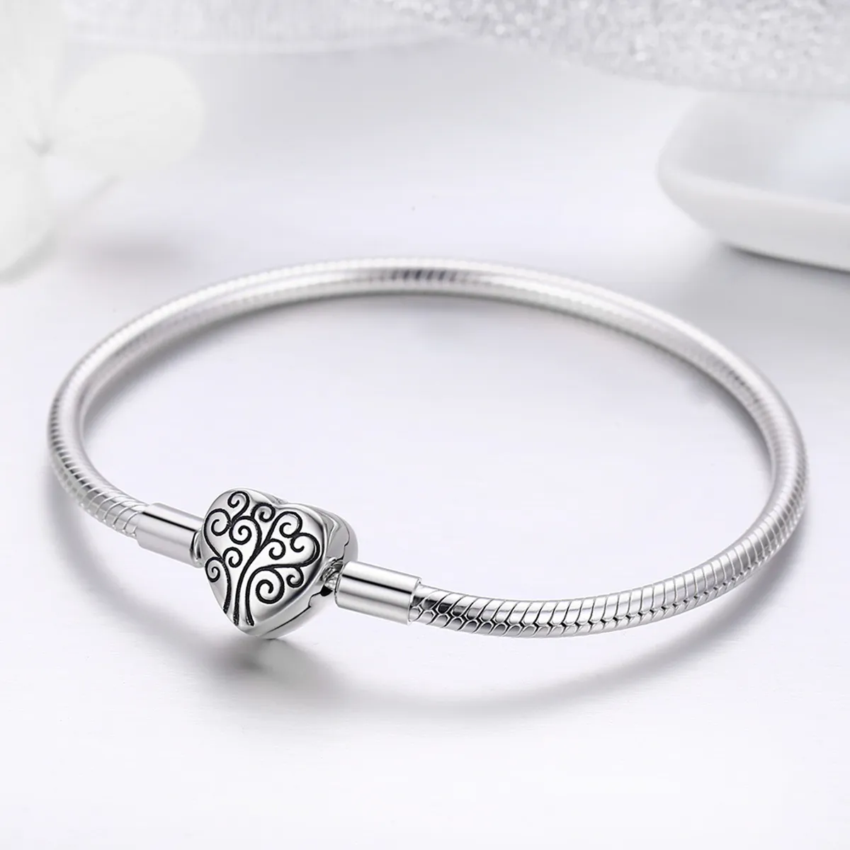 Pandora Style Silver Family Tree Chain Bracelet - SCB066