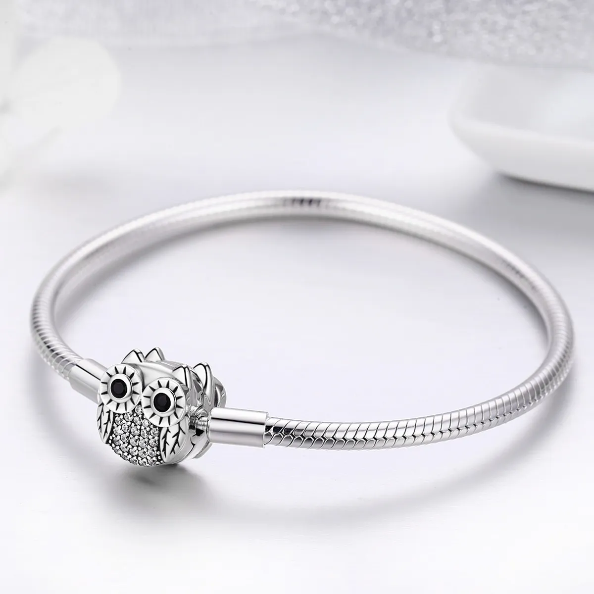 Pandora Style Silver Graduation Cute Owl Chain Bracelet - SCB067