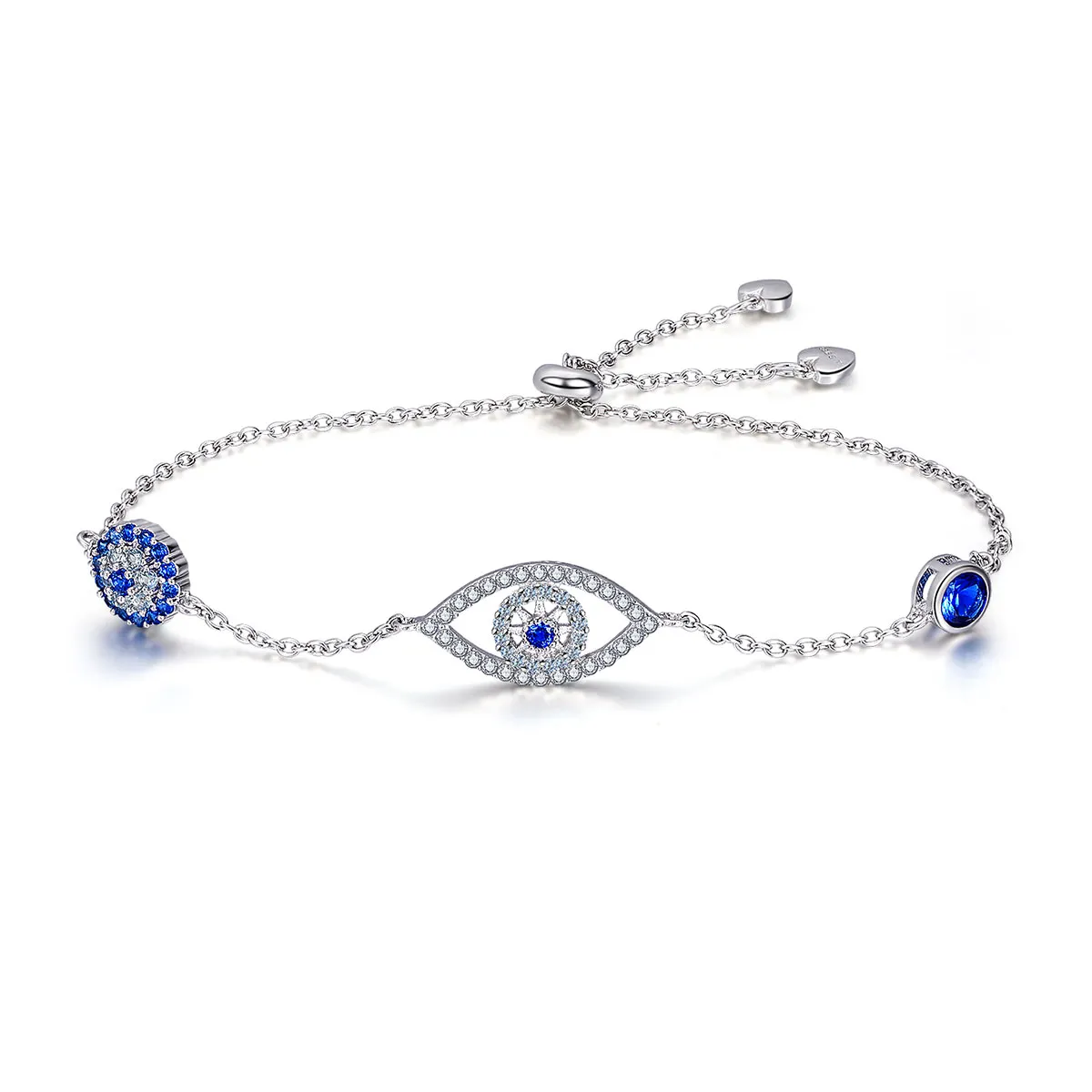 Pandora Style Silver Guardian Eye Chain Slider Bracelet - SCB089