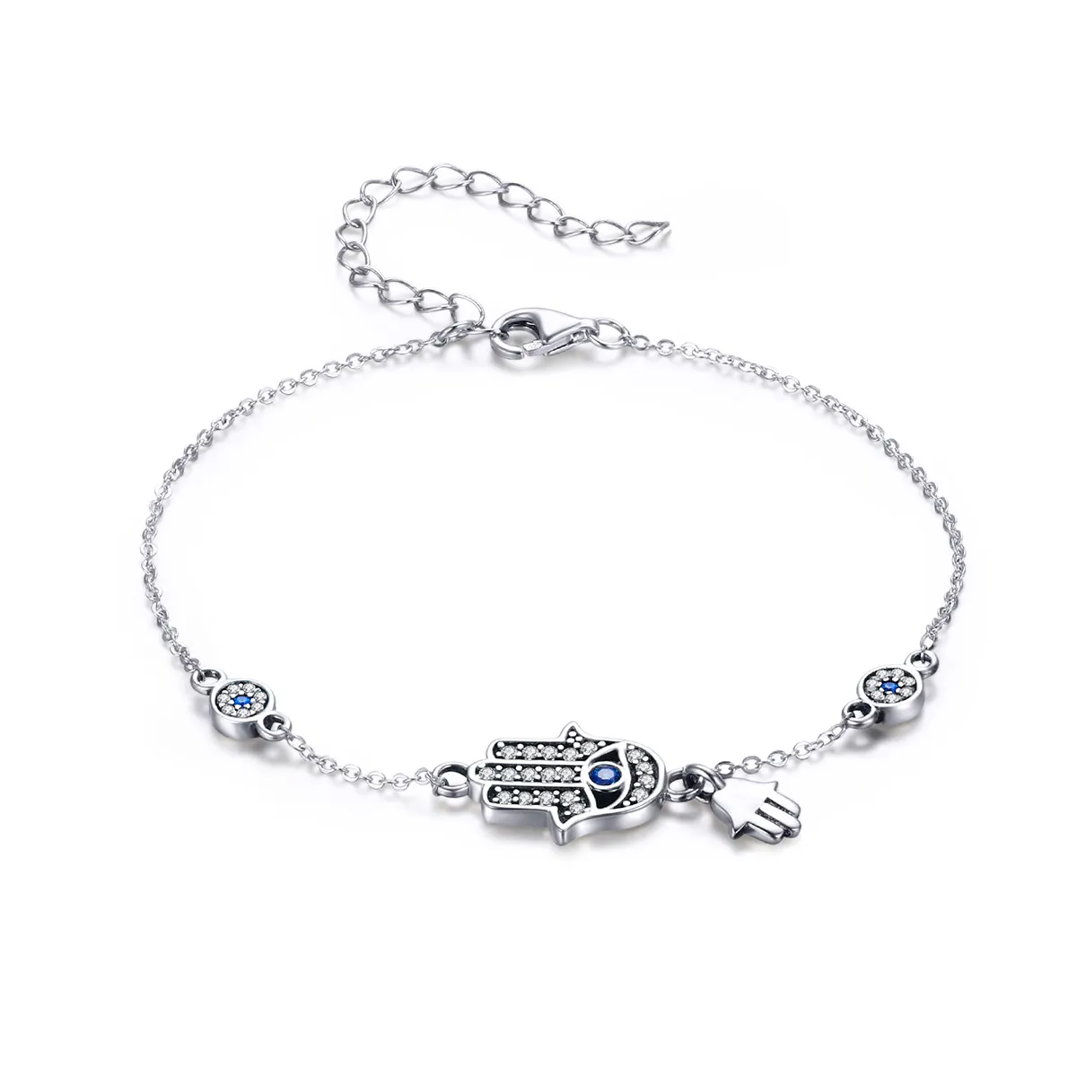 Pandora Style Silver Hand of Fatima Chain Slider Bracelet - SCB079