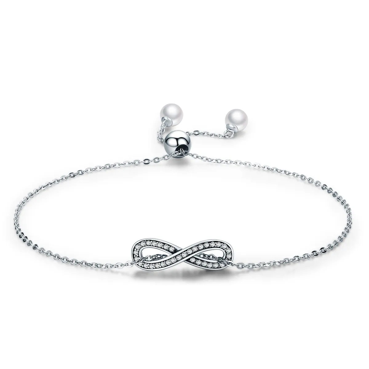 pandora style silver infinity chain slider bracelet scb056