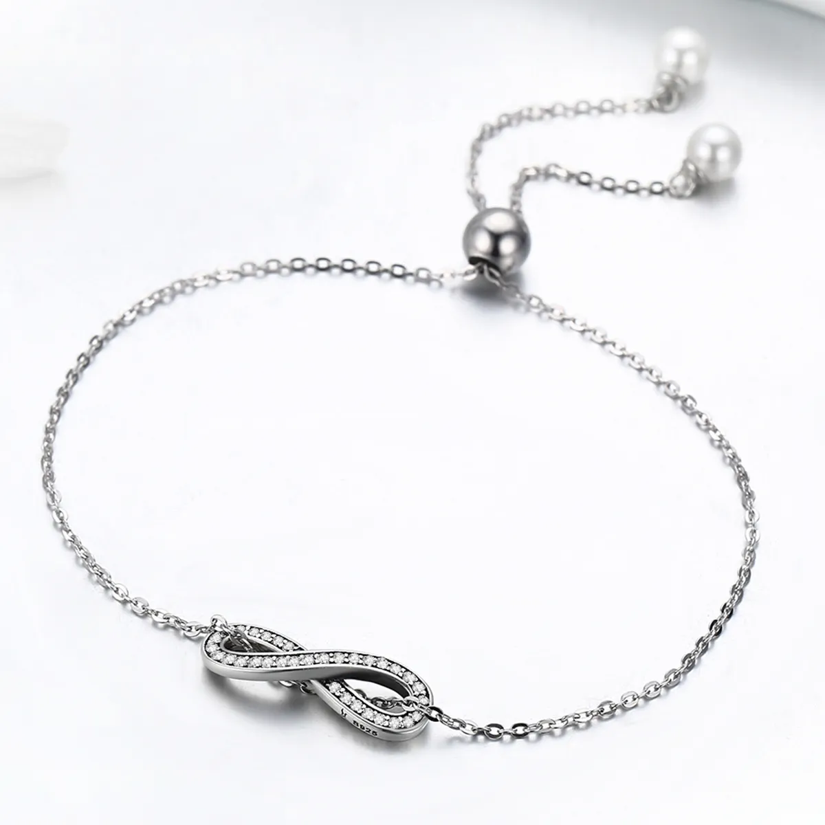 Pandora Style Silver Infinity Chain Slider Bracelet - SCB056