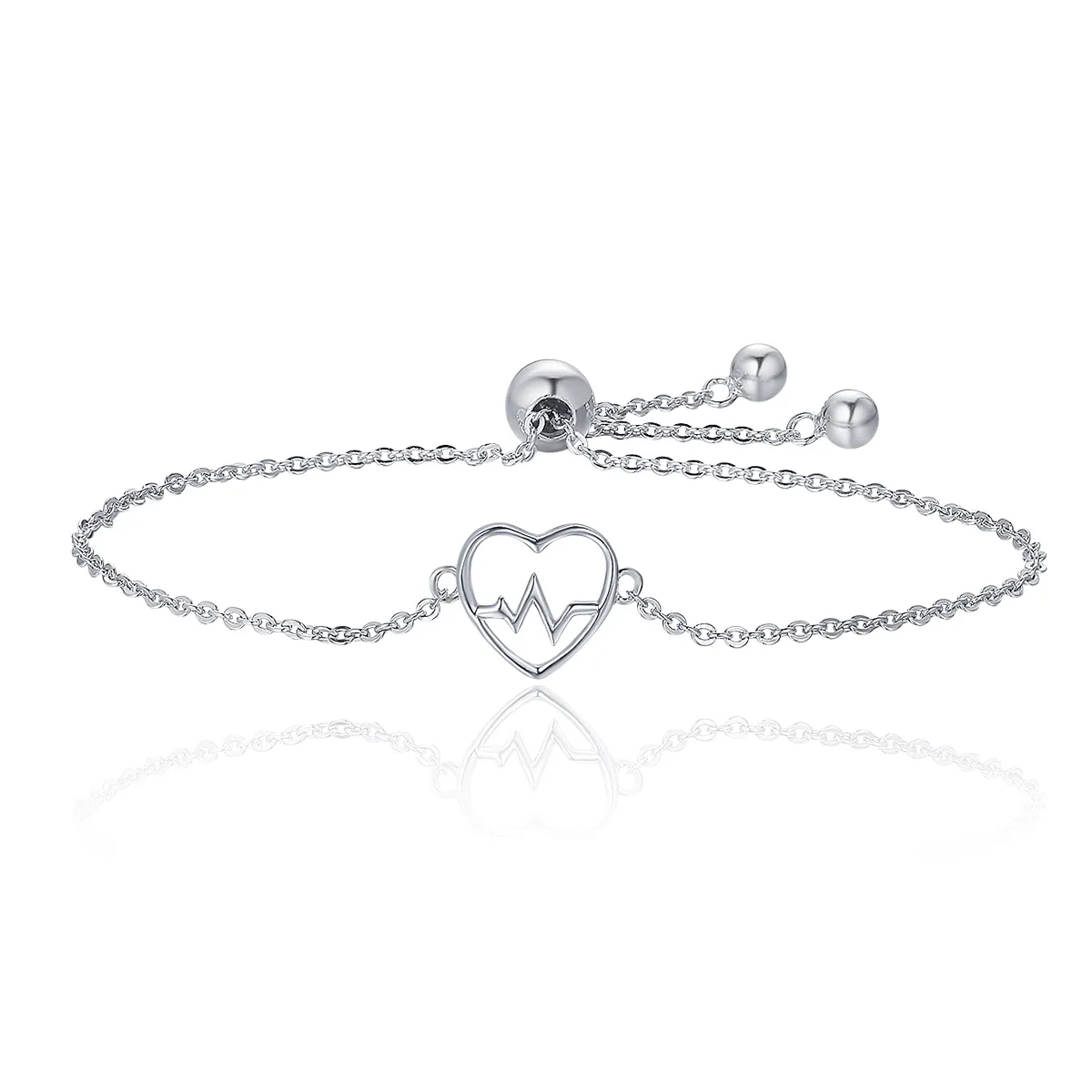 pandora style silver love cardiogram slider bracelet scb019