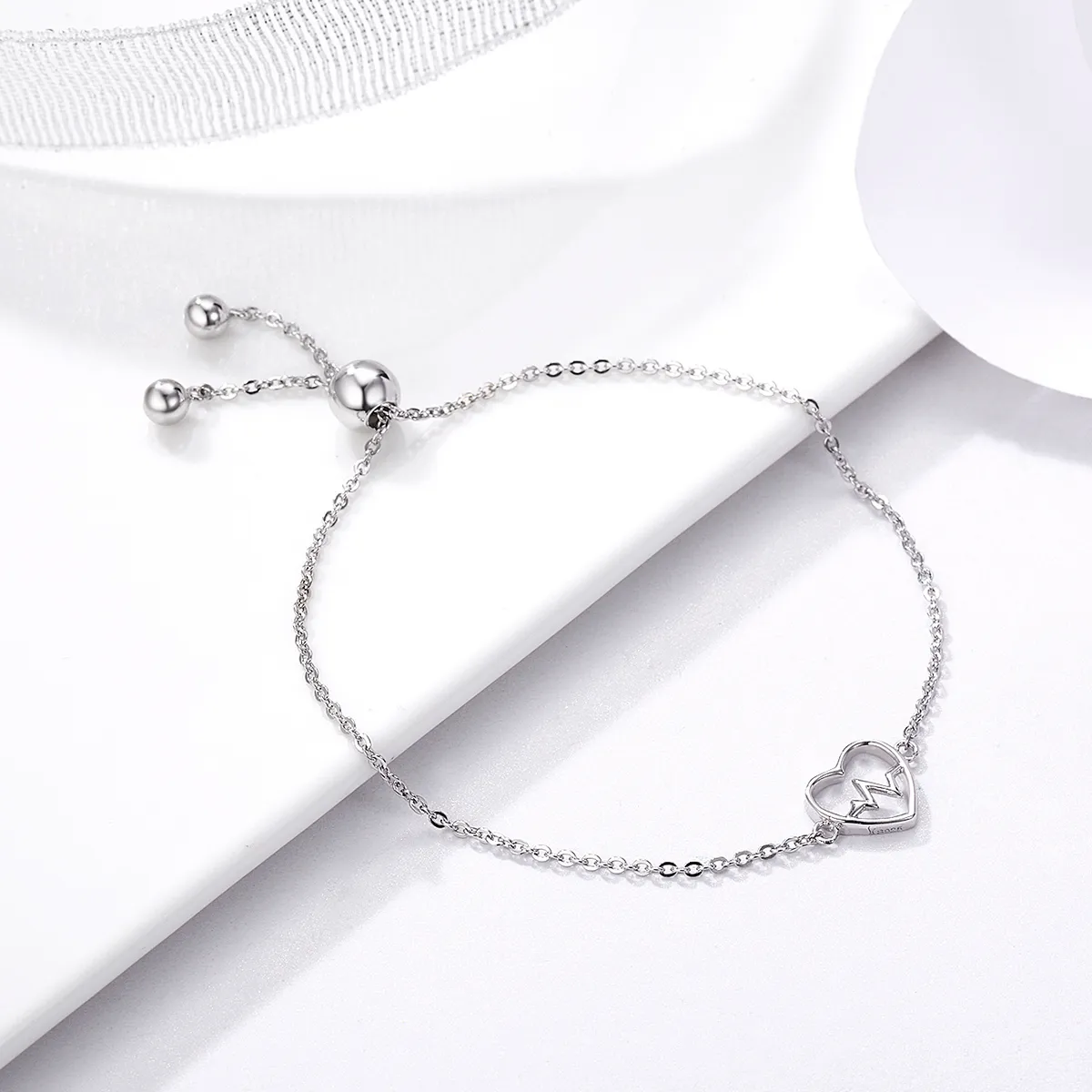 Pandora Style Silver Love Cardiogram Slider Bracelet - SCB019