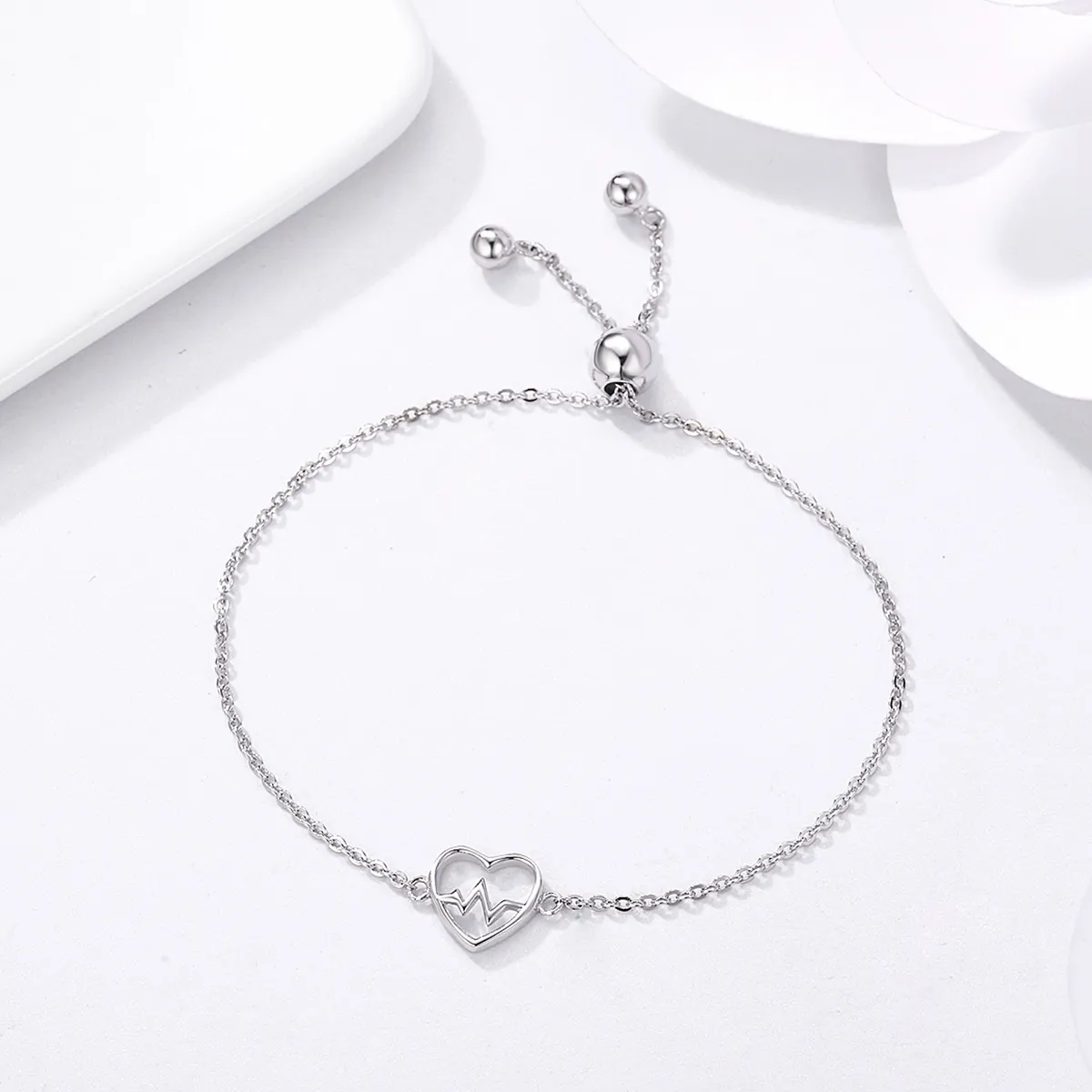 Pandora Style Silver Love Cardiogram Slider Bracelet - SCB019