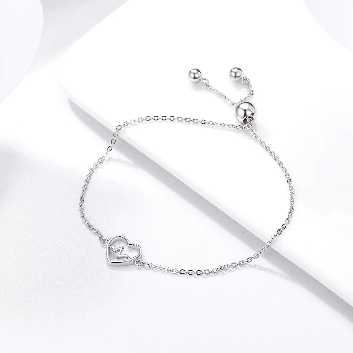 Pandora Style Silver Love Cardiogram Slider Bracelet - SCB019