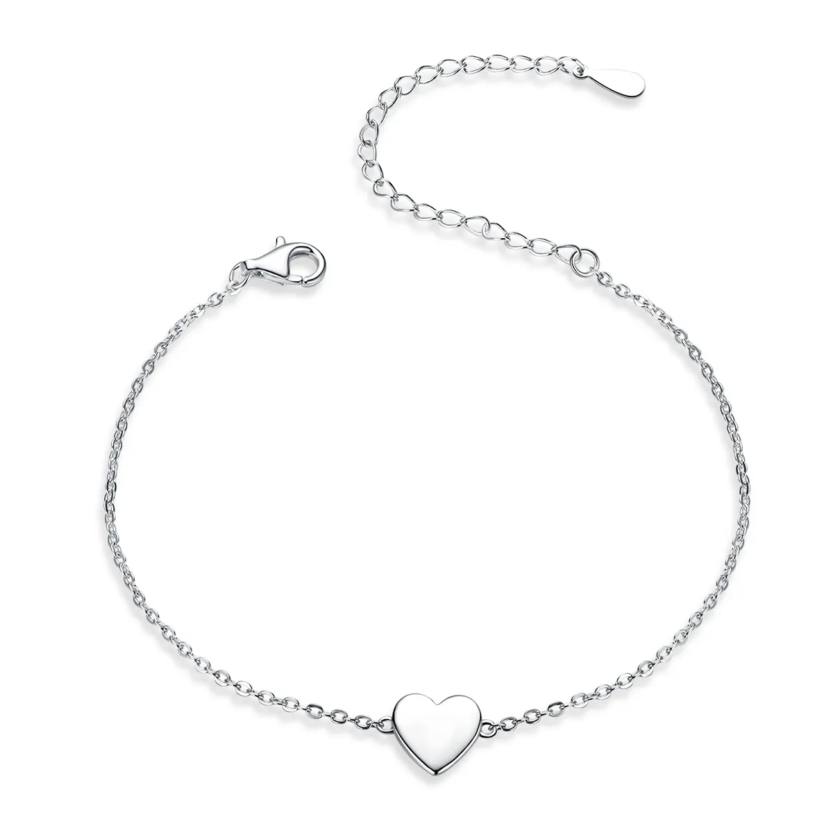 pandora style silver loved heart chain slider bracelet scb161