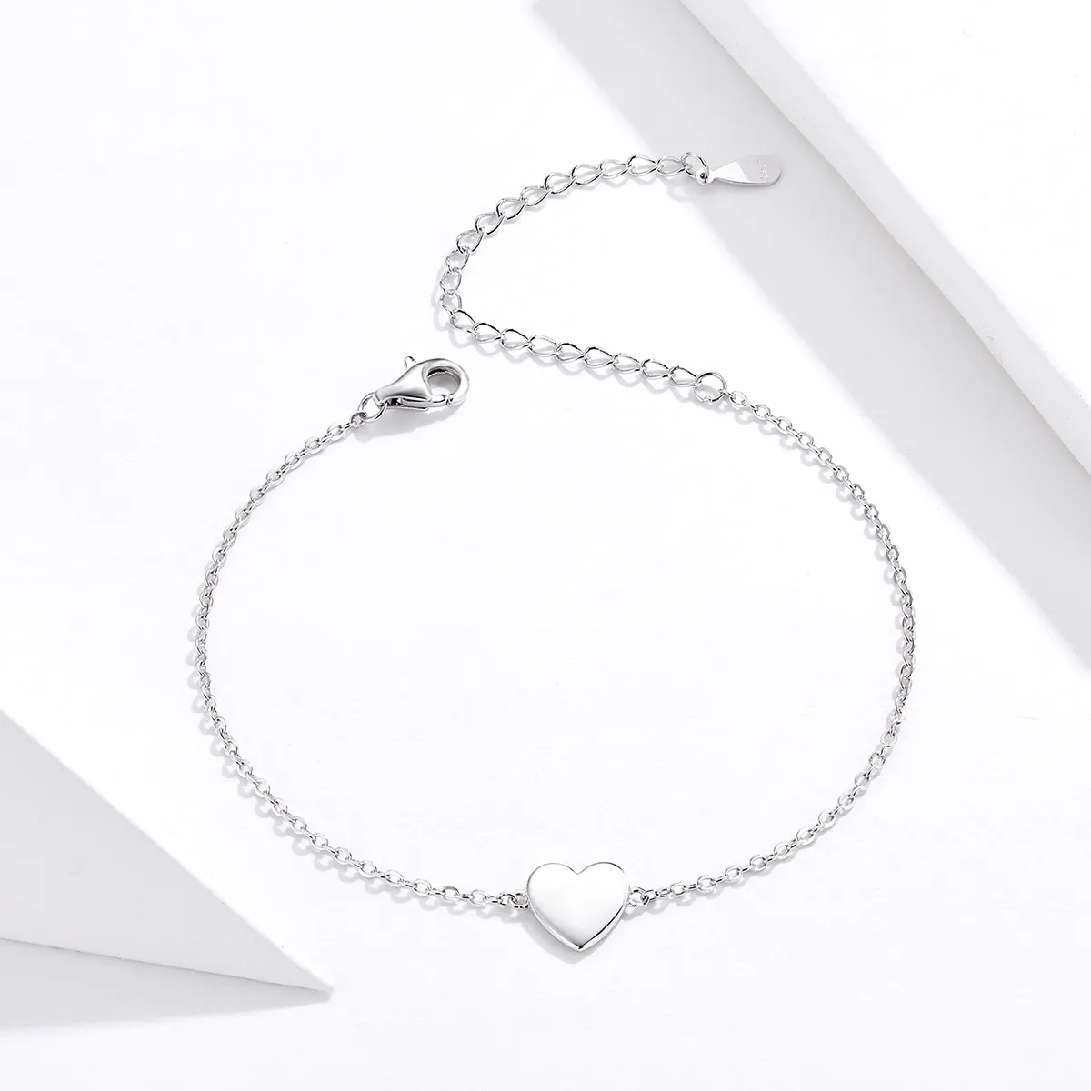 Pandora Style Silver Loved Heart Chain Slider Bracelet - SCB161