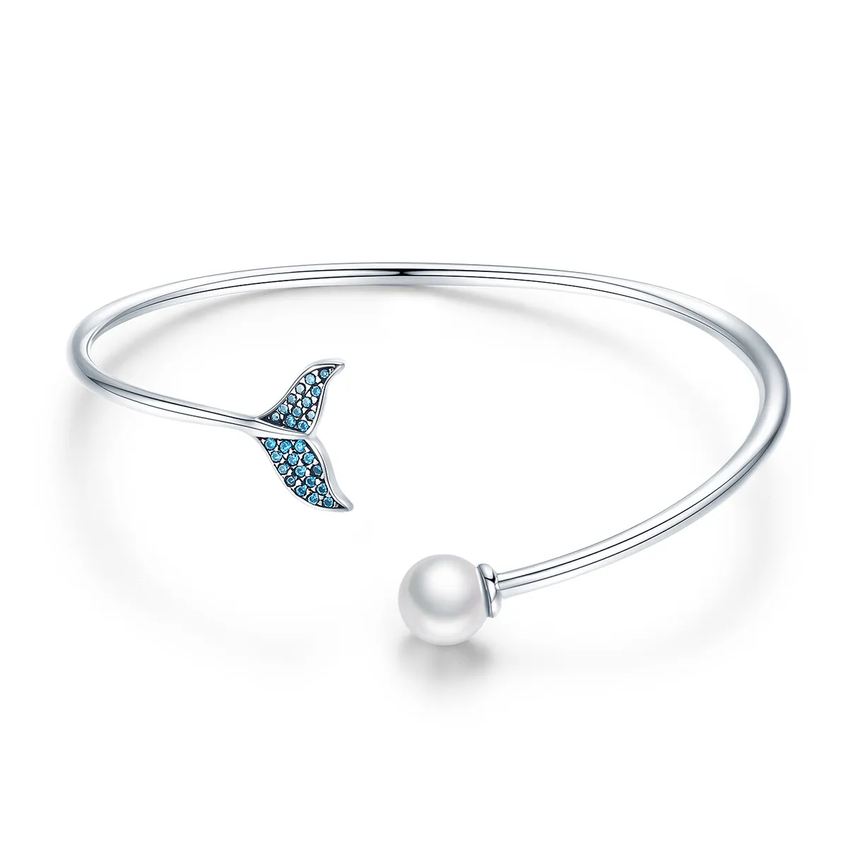 Pandora Style Silver Mermaid's Tear Open Bangle - SCB123