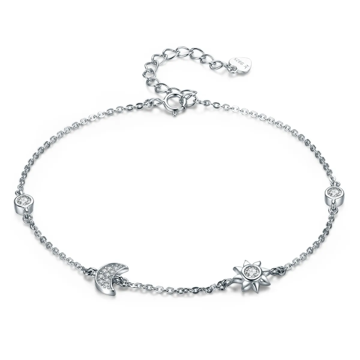 pandora style silver moon sun and stars chain slider bracelet scb081