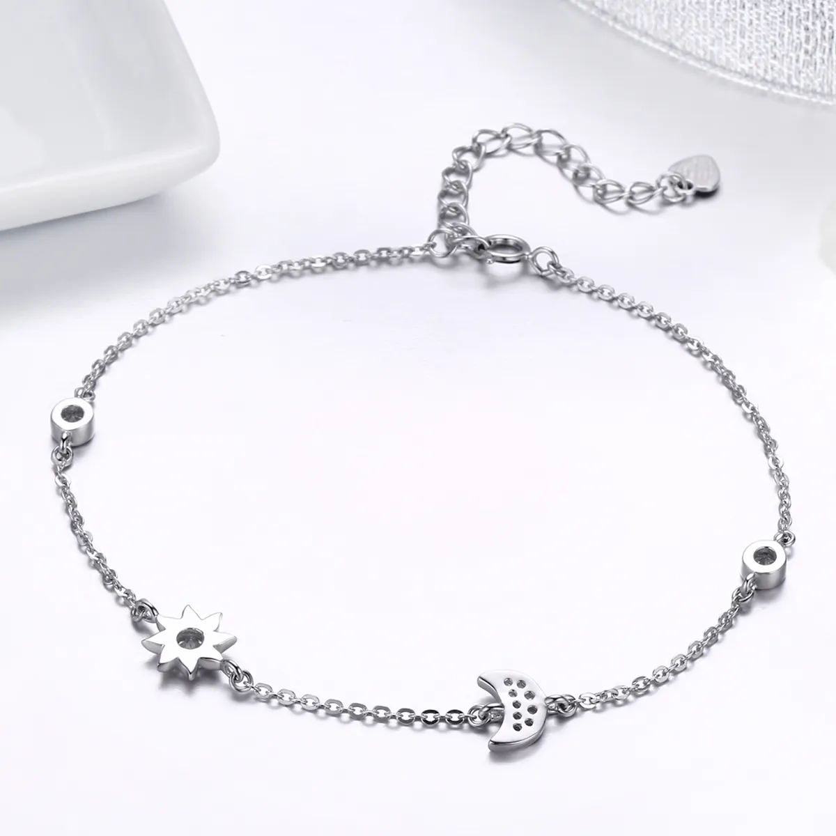 Pandora Style Silver Moon Sun and Stars Chain Slider Bracelet - SCB081