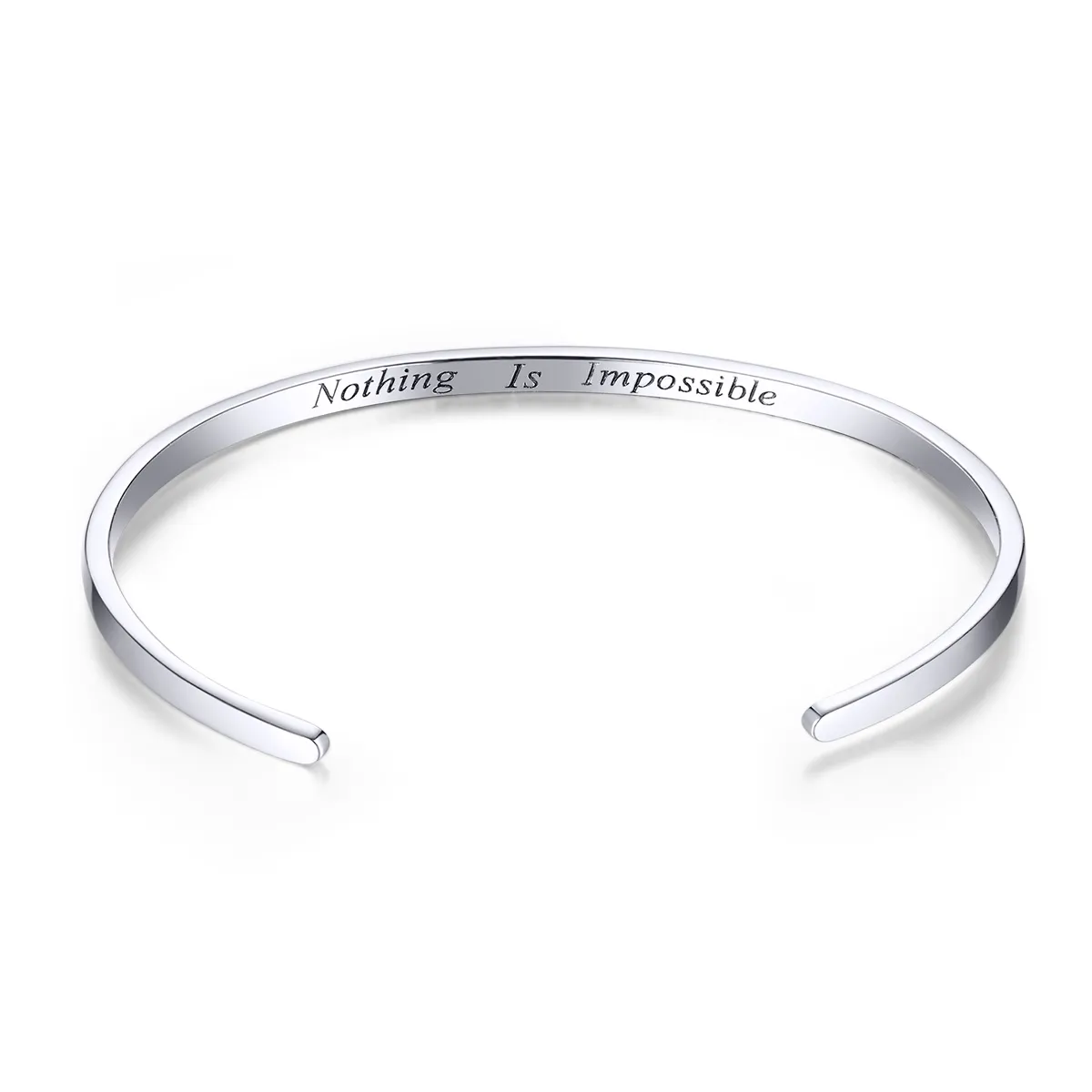 pandora style silver nothing is impossible open cuff bangle scb160