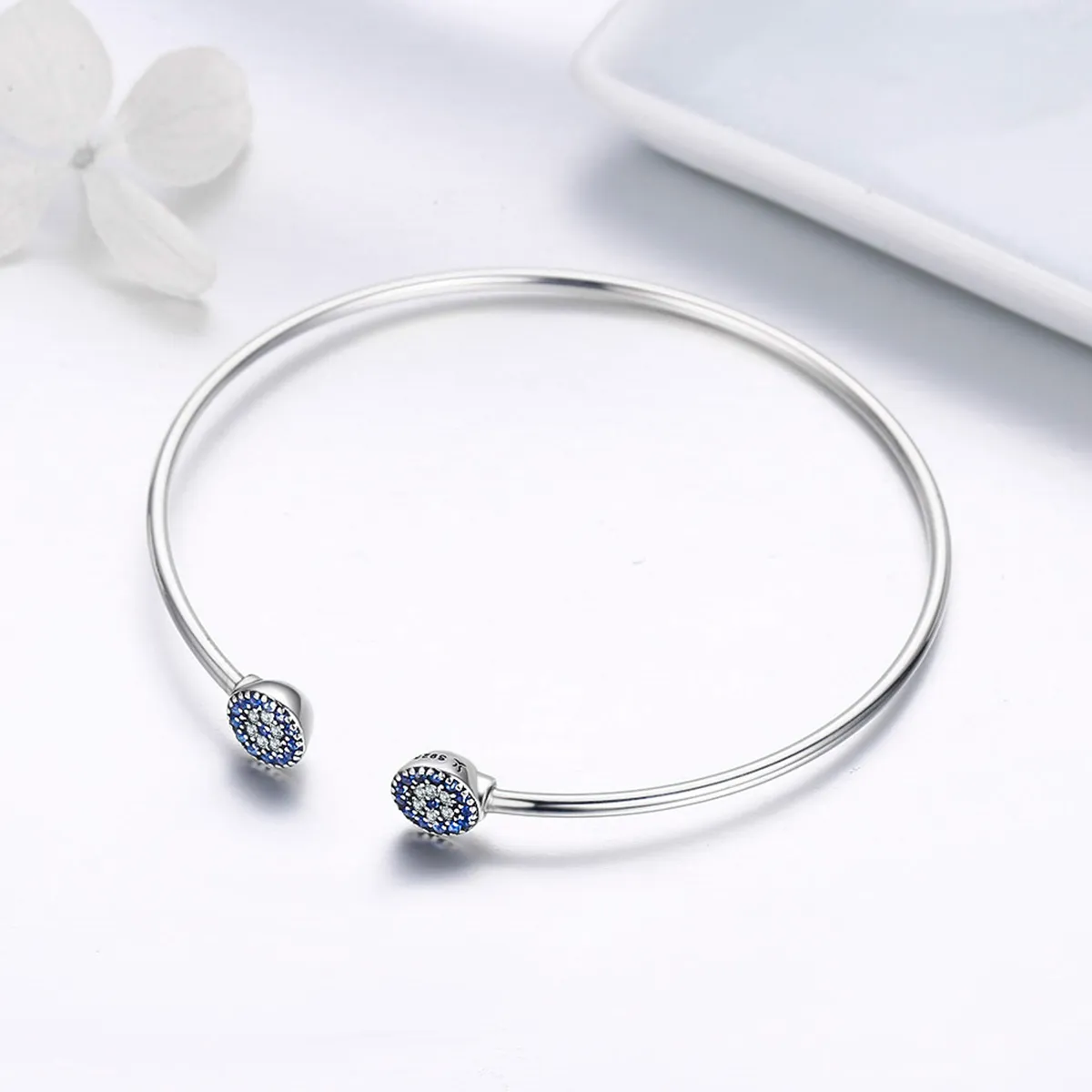 Pandora Style Silver Shining Stars Open Bangle - SCB058