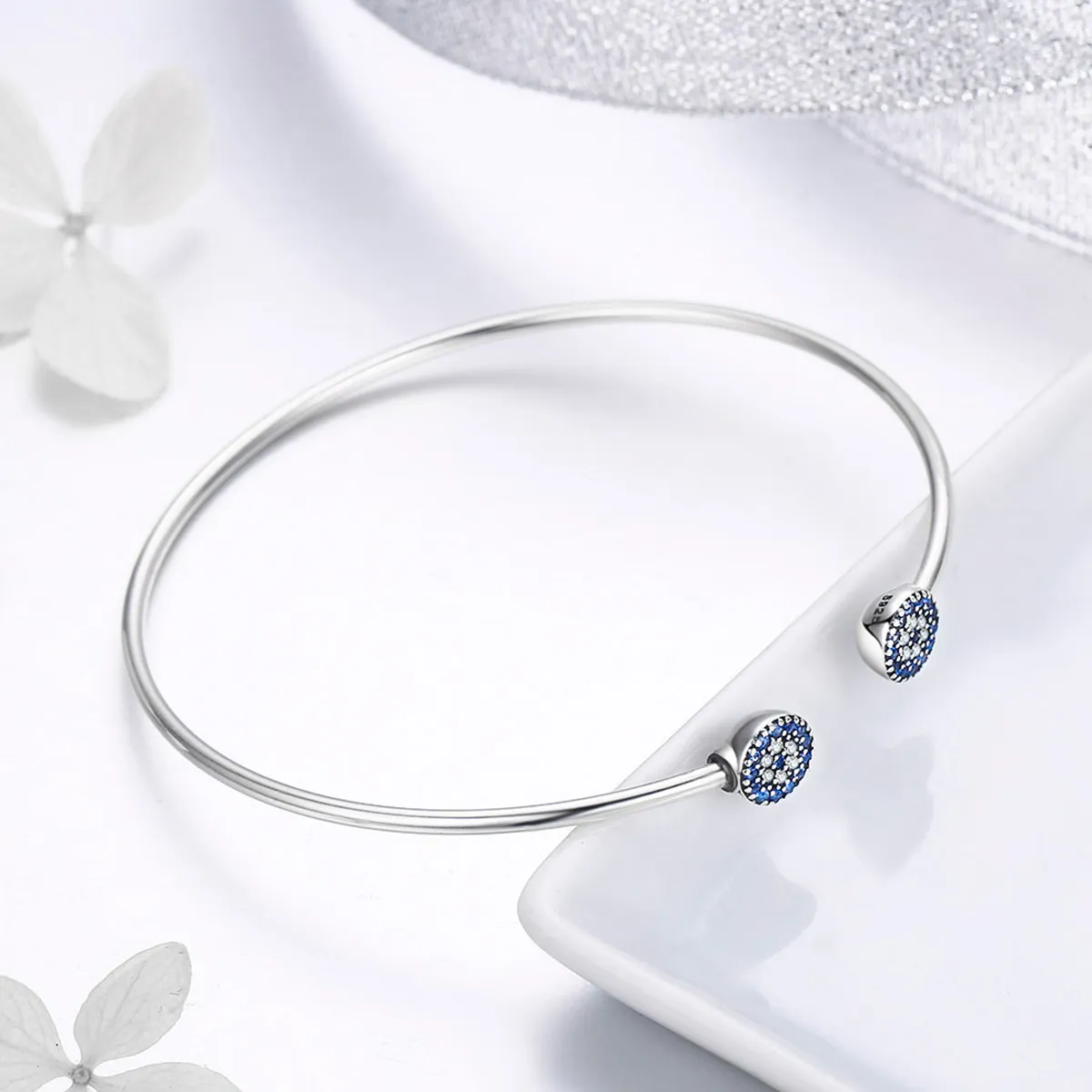 Pandora Style Silver Shining Stars Open Bangle - SCB058