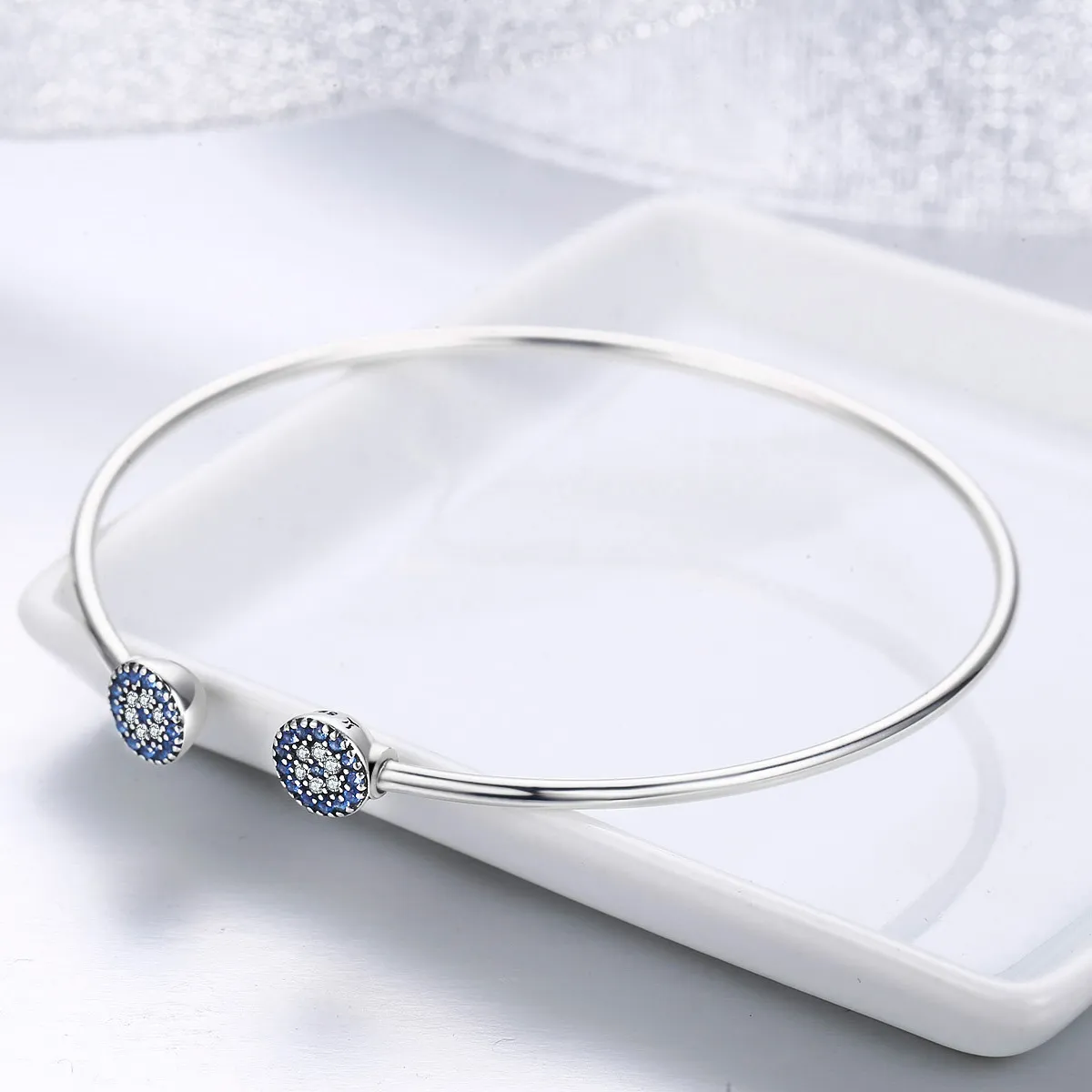 Pandora Style Silver Shining Stars Open Bangle - SCB058