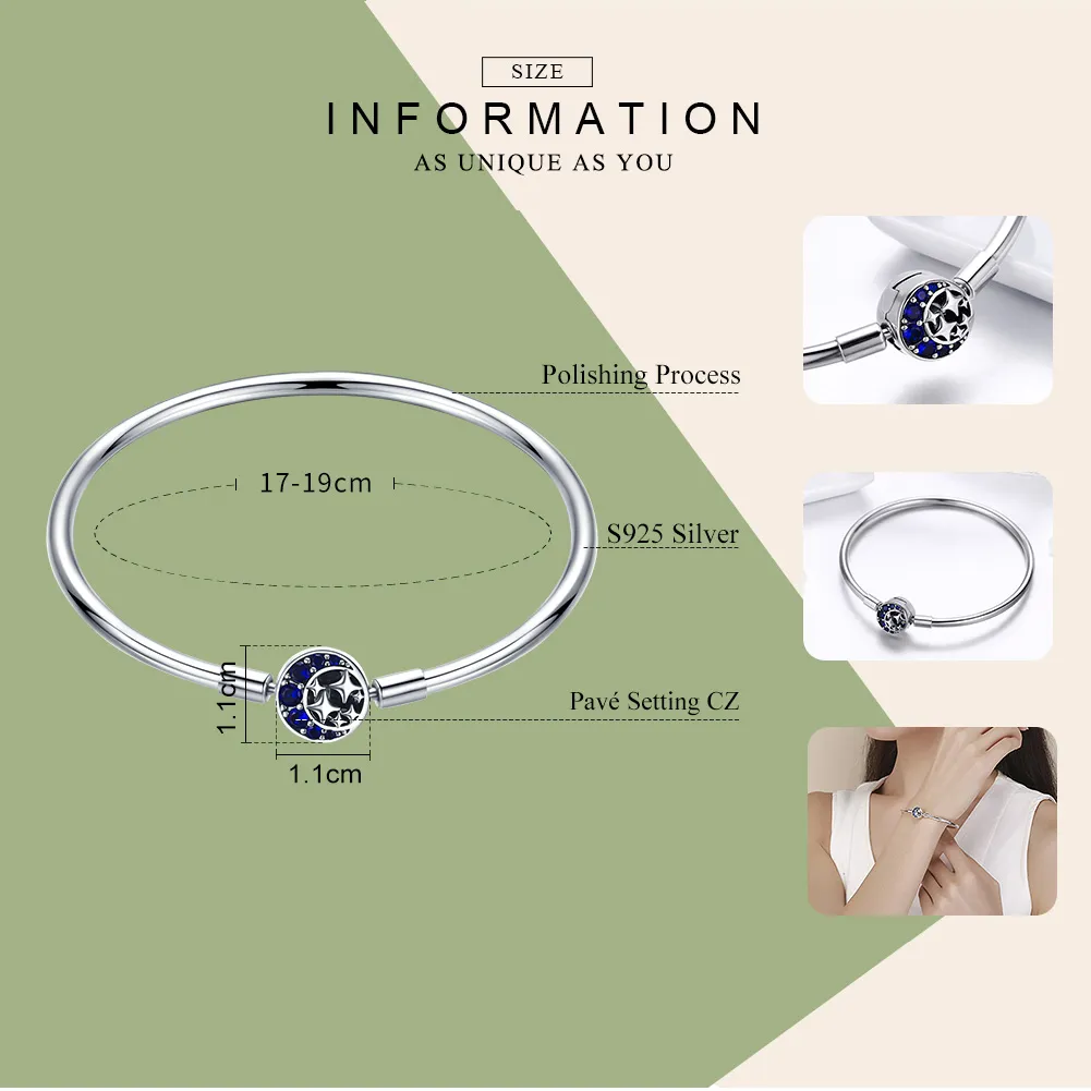 Pandora Style Silver Starry Sky Hard Bangle - SCB080