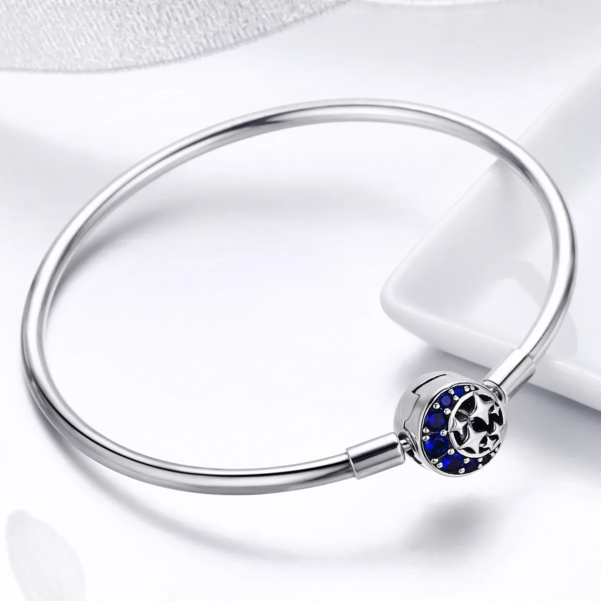 Pandora Style Silver Starry Sky Hard Bangle - SCB080