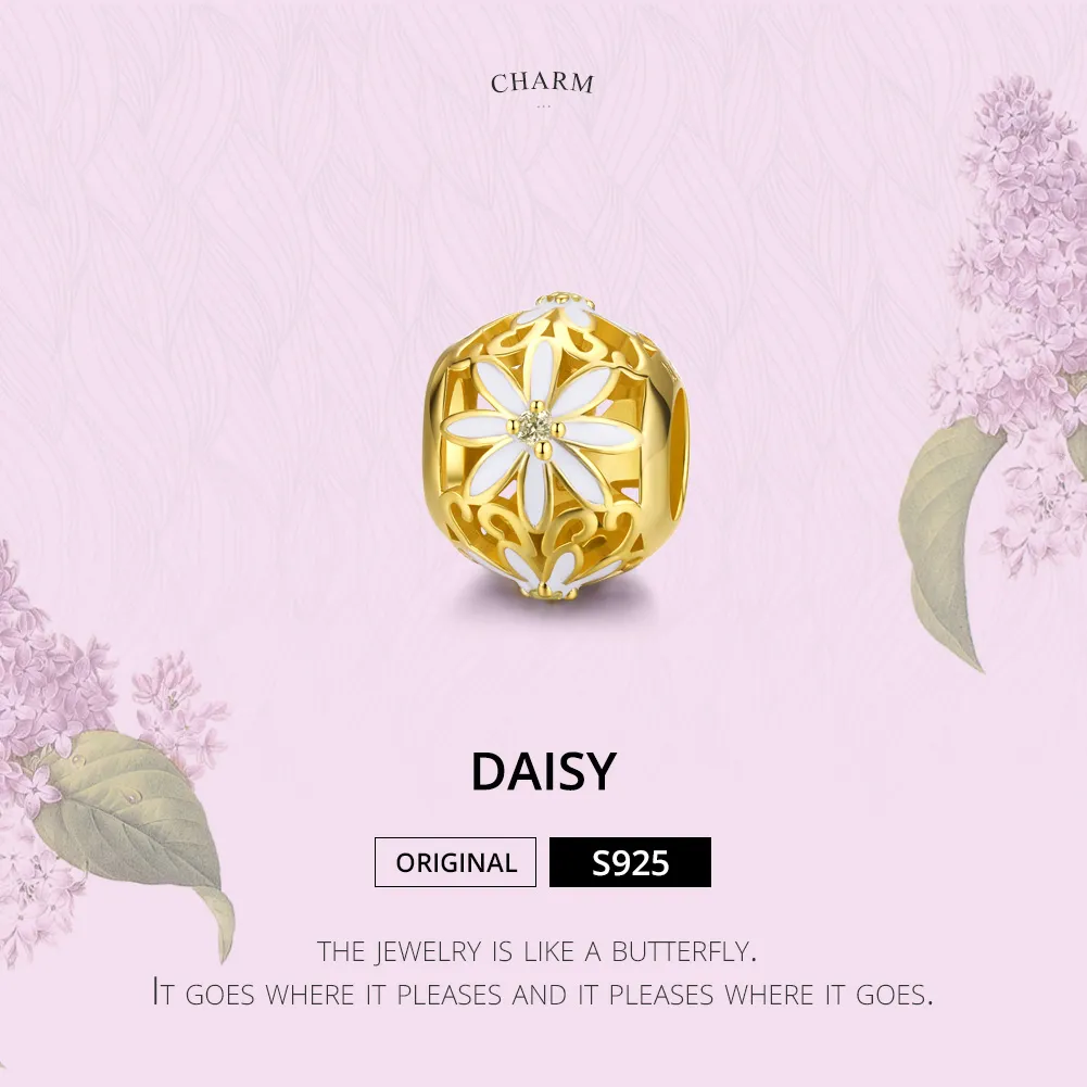 Pandora Style Gold-Plated Daisy Charm - SCC1216