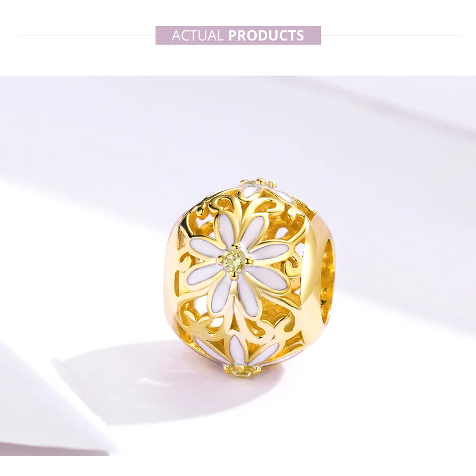 Pandora Style Gold-Plated Daisy Charm - SCC1216