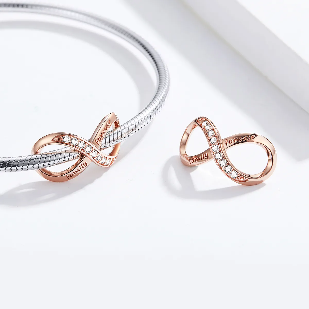 Pandora Style Rose Gold Infinity Charm - SCC1146-C