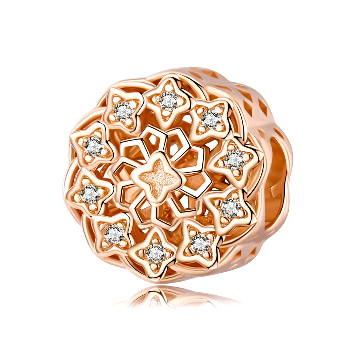 pandora style rose gold rose window charm scc1279