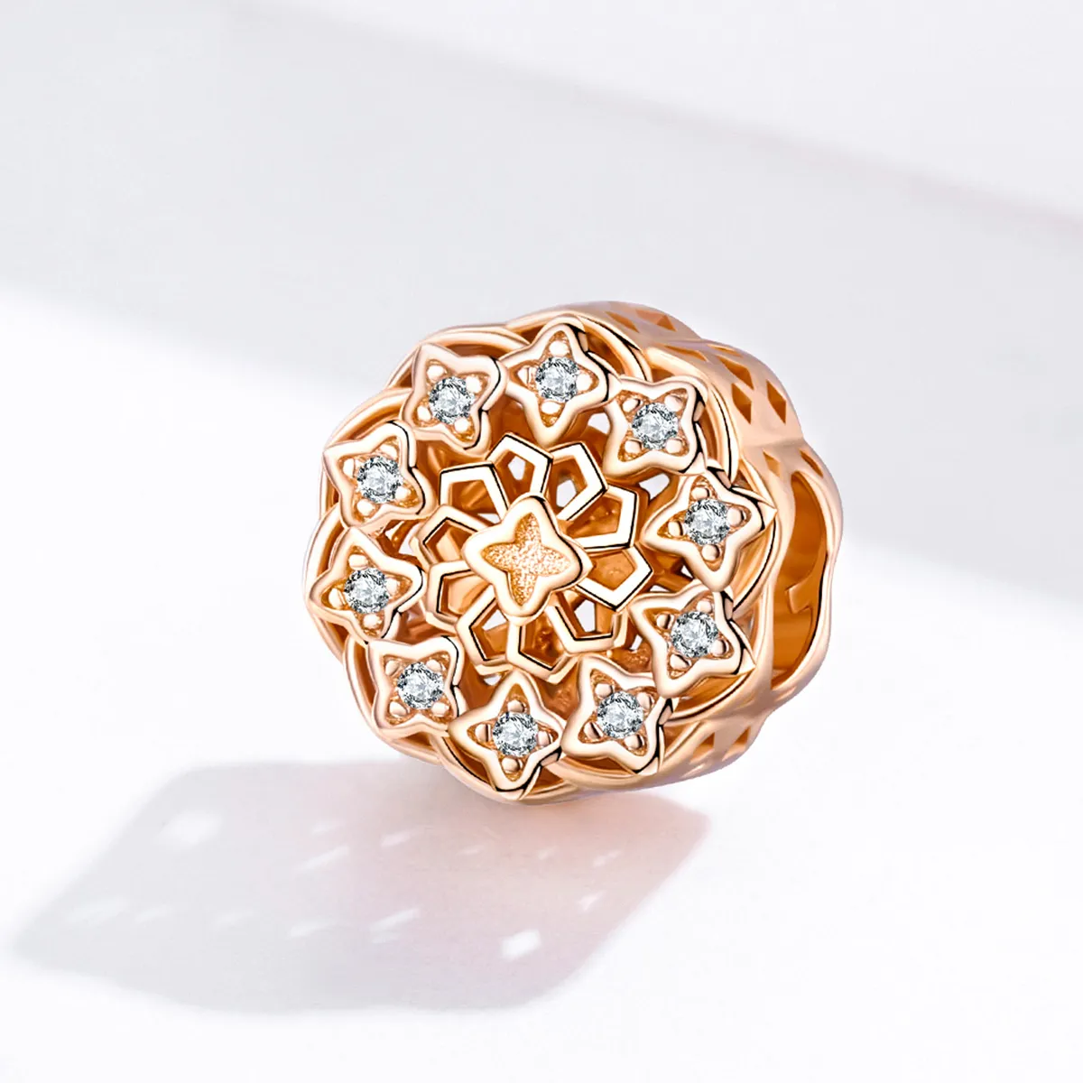 Pandora Style Rose Gold Rose Window Charm - SCC1279