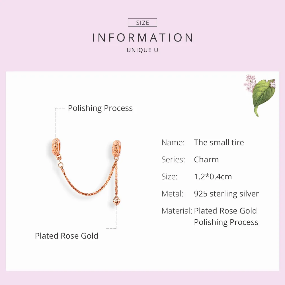 Pandora Style Rose Gold Safety Chain - SCC1112-C