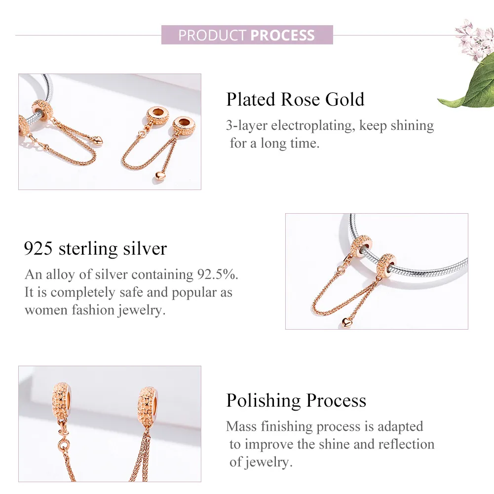 Pandora Style Rose Gold Safety Chain - SCC1112-C