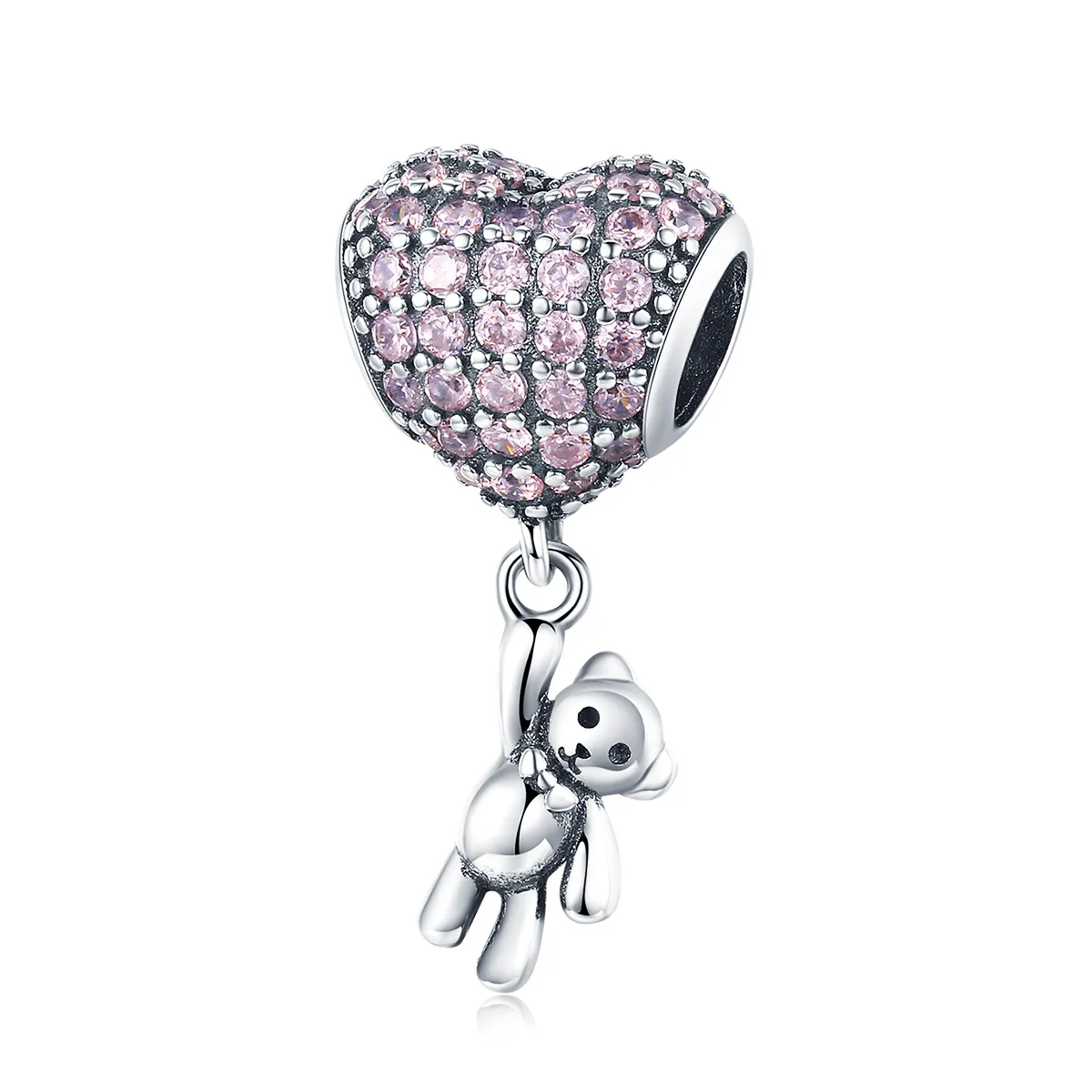 pandora style silver bear and balloon charm scc1054