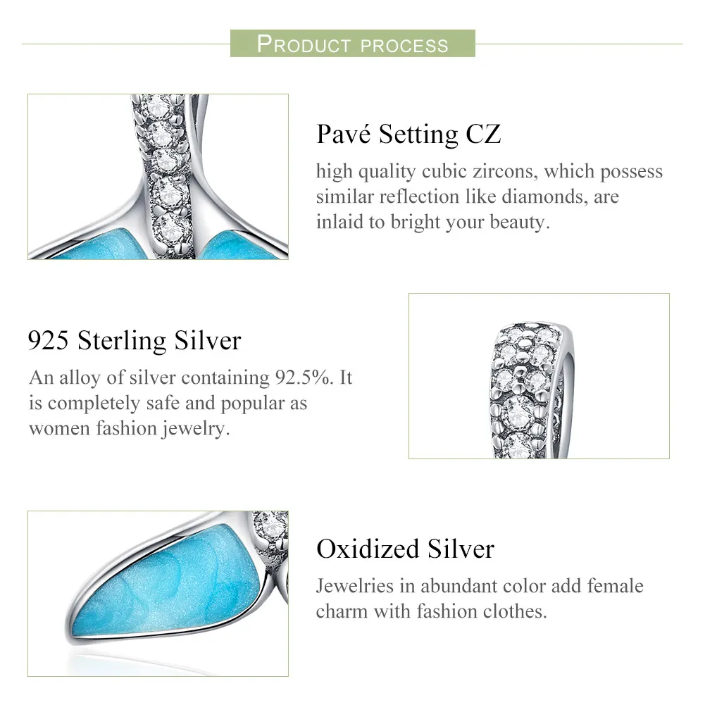 Pandora Style Silver Blue Fishtail Charm - SCC1067