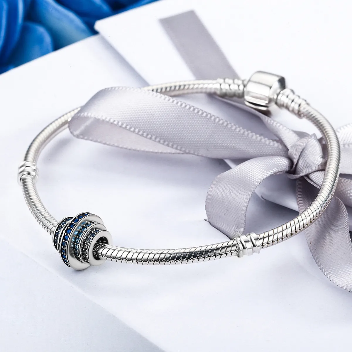 Pandora Style Silver Blue Rhythm Charm - SCC129