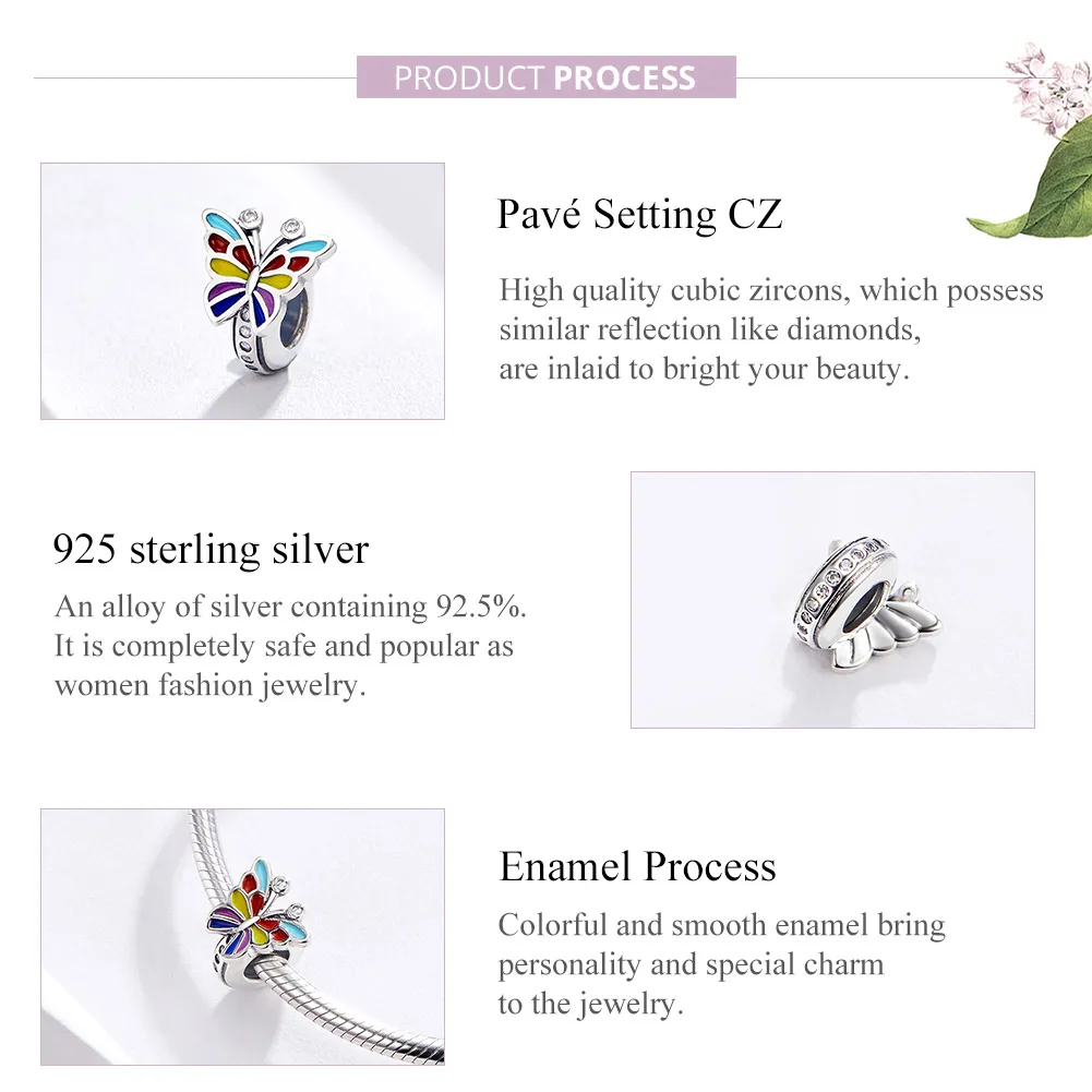 Pandora Style Silver Butterfly Charm - SCC1195