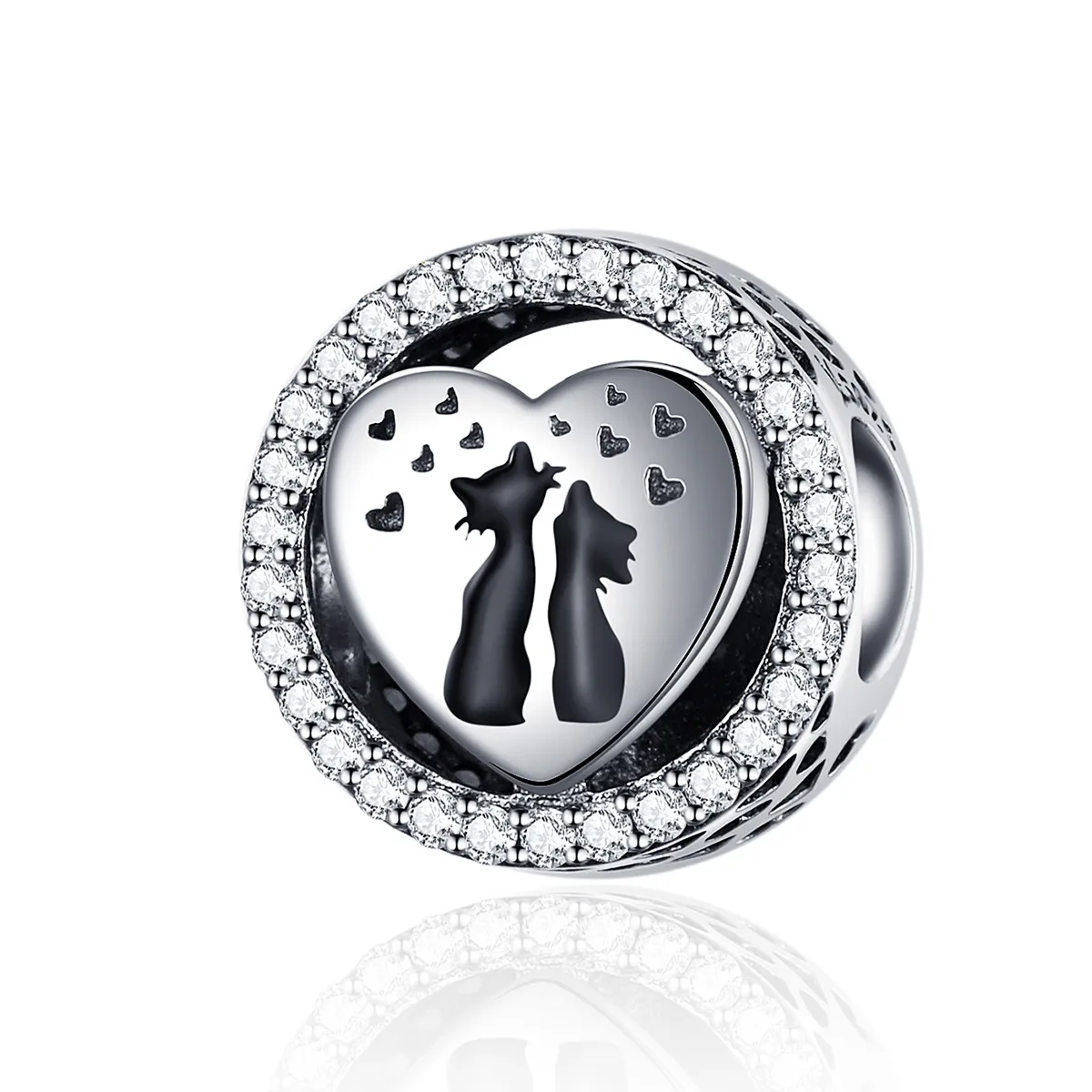 pandora style silver cat love charm scc1188