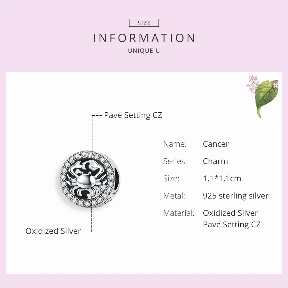 Pandora Style Silver Cancer Charm - SCC1213